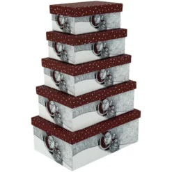 Kartonagen, Weiß/rot, 5 Stück