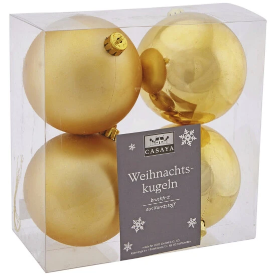 CASAYA Weihnachtskugel, Ø: 10 Cm, Goldfarben, 4 Stück 3 CASAYA Weihnachtskugel, Ø: 10 Cm, Goldfarben, 4 Stück