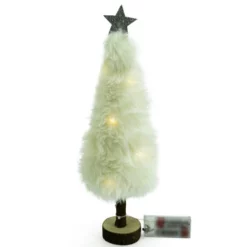 NOOR LIVING Dekofigur, LED Dekobaum, Weiß/holzfarben