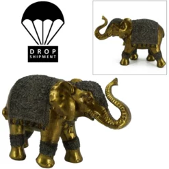 NOOR LIVING Dekofigur, Elefant, Goldfarben/grau