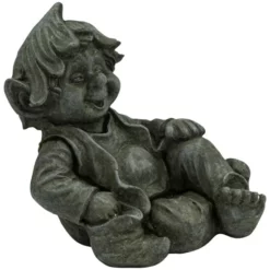 NOOR LIVING Dekofigur, Gnom, Gnom Sitzend, Grau/steingrau