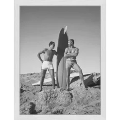 ANY IMAGE Digitaldruck »Wellenreiter«, Rahmen: Buchenholz, Weiß