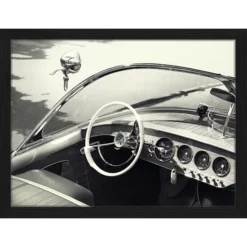 ANY IMAGE Digitaldruck »Oldimer Boot«, Rahmen: Buchenholz, Schwarz