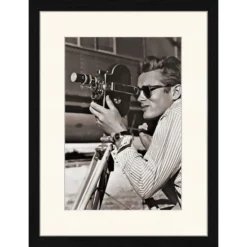 ANY IMAGE Digitaldruck »James Dean Mit Filmkamera«, Rahmen: Buchenholz, Schwarz