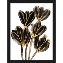 ANY IMAGE Digitaldruck »Schwarze Blumen«, Rahmen: Buchenholz, Schwarz