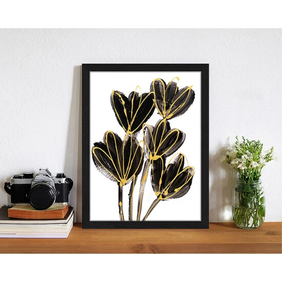 ANY IMAGE Digitaldruck »Schwarze Blumen«, Rahmen: Buchenholz, Schwarz 4 ANY IMAGE Digitaldruck »Schwarze Blumen«, Rahmen: Buchenholz, Schwarz – Bild 2