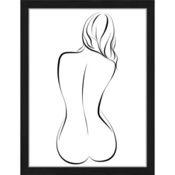 ANY IMAGE Digitaldruck »Linien Kunst Frau«, Rahmen: Buchenholz, Schwarz