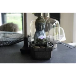 DOBAR Zimmerbrunnen, Kleiner Buddha, BxHxL: 20 X 26 X 17 Cm, Grau -Wohnen Wohndeko Verkäufe unnamed file 2632