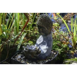 DOBAR Zimmerbrunnen, Kleiner Buddha, BxHxL: 20 X 26 X 17 Cm, Grau -Wohnen Wohndeko Verkäufe unnamed file 2634