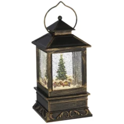 KONSTSMIDE LED-Schneelaterne, Eckig, Höhe: 22 Cm, Batterie, Braun