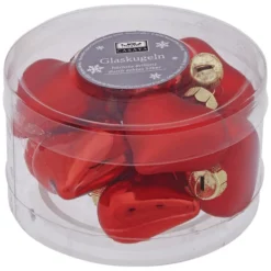 CASAYA Weihnachtskugel Herz, Glas, Rot 4 X 5 X 2 Cm, 10 St.