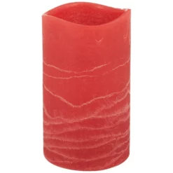 CASAYA LED-Kerze »Rustic«, Ø 7,5 Cm, Rot, Timerfunktion, 3D-Flacker-Effekt, Timer