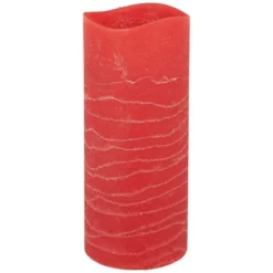 CASAYA LED-Kerze »Rustic«, Ø 7,5 Cm, Rot, Timerfunktion, 3D-Flacker-Effekt, Timer