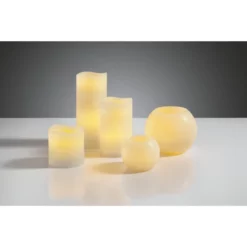 CASAYA LED-Kerze »Rustic«, Ø 7,5 Cm, Creme, 3D-Flacker-Effekt, Timer