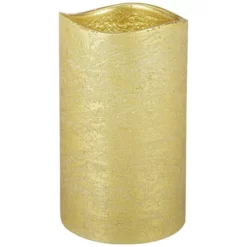 CASAYA LED-Kerze »Rustic«, Ø 7,5 Cm, Goldfarben, Timerfunktion, 3D-Flacker-Effekt, Timer