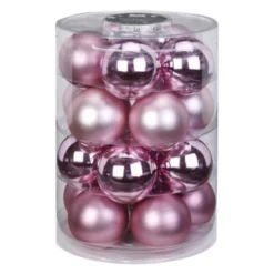 CASAYA Christbaumschmuck, Ø: 6 Cm, Uni, Pink, 20 Stück