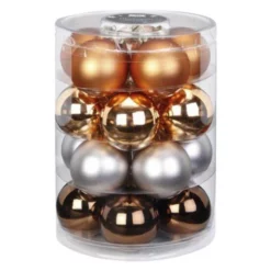 CASAYA Christbaumschmuck, Ø: 6 Cm, Uni, Braun/silberfarben/hellrot, 20 Stück