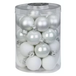 CASAYA Christbaumschmuck, Ø: 3 Cm, Uni, Weiß, 28 Stück