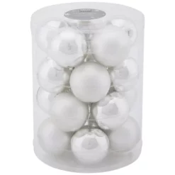 CASAYA Weihnachtskugel, Ø: 6 Cm, Silberfarben/weiß, 20 Stück
