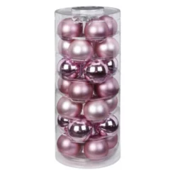 CASAYA Christbaumschmuck, Ø: 4,5 Cm, Uni, Pink, 28 Stück