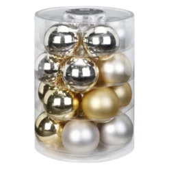 CASAYA Christbaumschmuck, Ø: 6 Cm, Uni, Silberfarben/weiß/goldfarben, 20 Stück