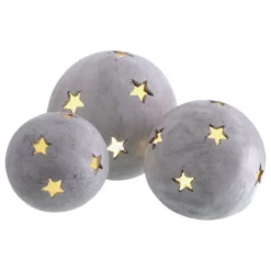 Windlicht Windlicht Sternkugel, D 28,5xH 26 Cm, Creme Mit Glitter, Magnesia