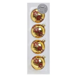 CASAYA Weihnachtskugel Kugel Deko, 6 Cm, Facets, Amber Gold Glanz, 4 St/Box