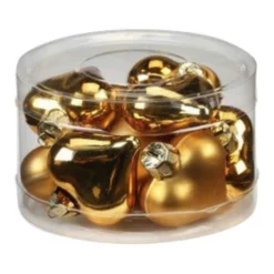 CASAYA Weihnachtsanhänger Herz Uni, 4 Cm, Amber Gold Glanz/matt, 10 St/Dose