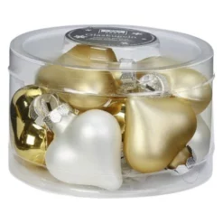 CASAYA Weihnachtsanhänger Herz Uni, 4 Cm, Silent Christmas, 10 Stück/Dose