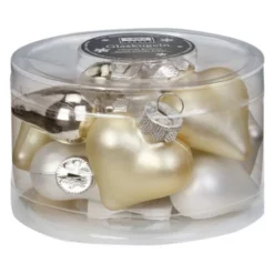 CASAYA Weihnachtsanhänger Herz Uni, 4 Cm, Cloud Dancer, 10 Stück/Dose