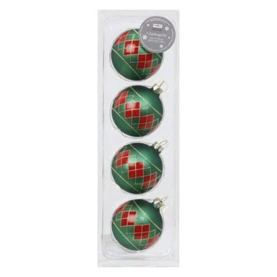 CASAYA Weihnachtskugel Kugel Deko, 6 Cm, Argyle, Tannengrün Matt, 4 St/Box 3 CASAYA Weihnachtskugel Kugel Deko, 6 Cm, Argyle, Tannengrün Matt, 4 St/Box