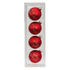 CASAYA Weihnachtskugel Kugel Deko, 6 Cm, Merry Christmas Rot, 4 St/Box