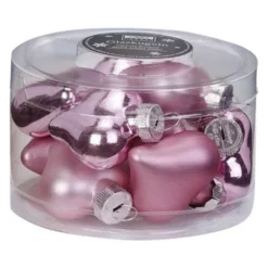 CASAYA Weihnachtsanhänger Herz Uni, 4 Cm, Pink Blush, 10 Stück/Dose