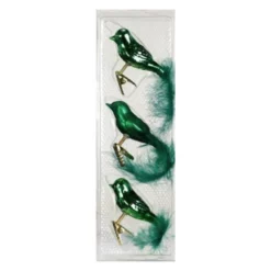 CASAYA Weihnachtsanhänger Vogel Uni, 8 Cm, Tannengrün Glanz/matt, 3 Stück/Box