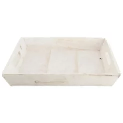 Deko-Figur Tablett, B 28 X L 28 X H 4,5 Cm, Weiss Holz