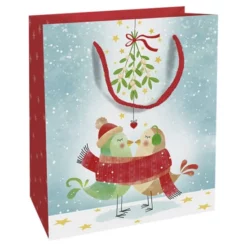 Geschenktasche Mistletoe Kiss, 18x21x8 Cm, Glänzend