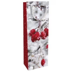 Geschenktasche Frosted Berries, 12x37x8 Cm, Glänzend
