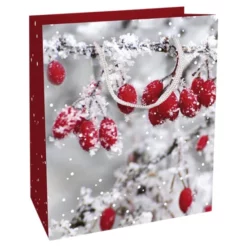 Geschenktasche Frosted Berries, 18x21x8 Cm, Glänzend