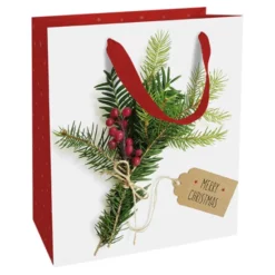 Geschenktasche Weihnachtsgrün, 18x21x8 Cm, Matt