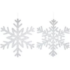 CASAYA Deko-Anhänger Schneeflocke Zum Hängen, Mit Glitter, 17,5 Cm, Silber