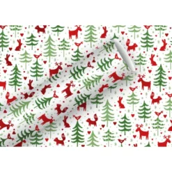 Geschenkpapier Forest Friends, 1,5mx70 Cm, Rot-grün