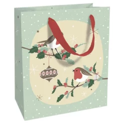 Geschenktasche Bird Romance, 18x21x8 Cm, Matt