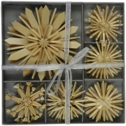 CASAYA Deko-Anhänger Strohsterne, 6-12 Cm, 17 Stück/ Pckg. Natur