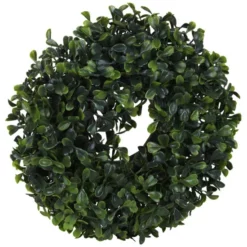 Flower-Power Kunstpflanze, Buchskranz, Grün