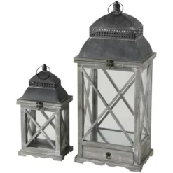 CASAYA Laterne »Husum«, Naturmaterial, Grau