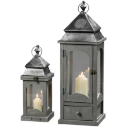 CASAYA Laterne »Heide«, Tannenholz, Hellgrau