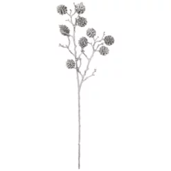 Seidenblume, Kiefernzapfen-Zweig, Weiß/braun