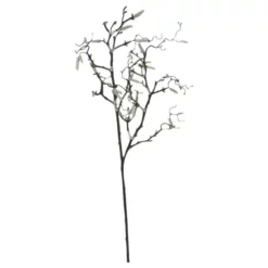 Seidenblume, Birkenzweig, Mit Glitzer, Silberfarben