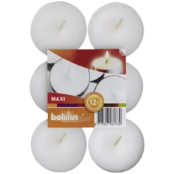 Bolsius Kerze »Maxilichte«, Weiß, 12 Maxi-Teelichter Stück