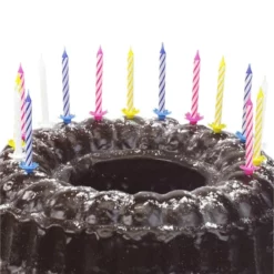 Geburtstagskerzen, Blau/gelb/rosa/weiß, Querstreifen, 24 Stück